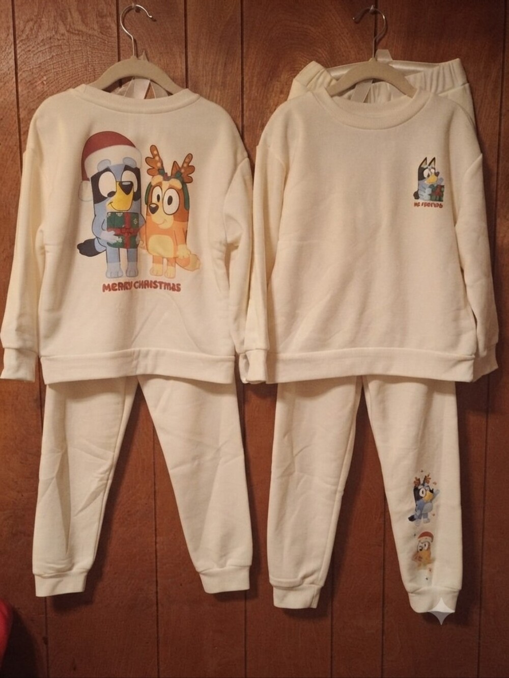 Bluey Christmas Cream Kids' Bottoms/Top Print Set, Sz-5T, NWT